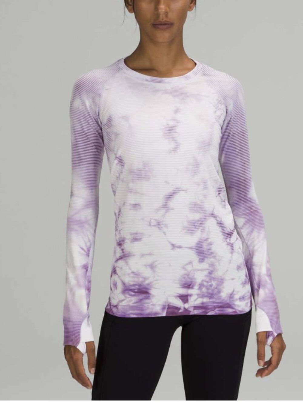 Lululemon Swiftly Tech Long Sleeve Shirt 2.0 Shibori Stripe Wisteria Purple 10